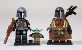 The Child &amp; Two Mandalorian Star Wars Minifigures +Stands Season 1 Usa Seller - £16.30 GBP