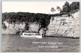 Wisconsin Dells Launch &quot;Chief&quot; at Sunset Point Olson Boat Co Photo Postcard J26 - £7.89 GBP