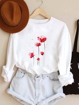 Women Pullovers Watercolor Plant Lovely Casual Fashion Clothing Ladies Spring Au - £57.82 GBP