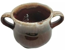 McCoy USA Brown Drip Soup Crock Double Handle Mug Bowl 3” t 3.75” w 1 Count - $15.01