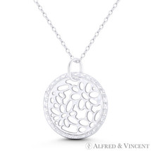 D-Cut Pave &amp; Freeform Circle Charm 25x21mm Pendant in Italy .925 Sterling Silver - £16.01 GBP+