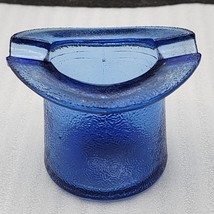 Maryland Glass Company Cobalt Blue Top Hat Ashtray Crackle Type Glass - Vintage - £12.50 GBP