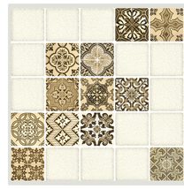 Dundee Deco GRAZPG7129 Cream Tan Faux Tile PVC 3D Wall Panel, 3.1 ft X 1.6 ft (9 - £7.30 GBP+