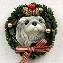 Wreath Xmas Ornament Pekingese Dog Breed Christmas Ornament Retired - £6.23 GBP