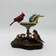 The Danbury Mint Bob Guge Summer Gathering Cardinal Bird Birdbath Flowers Figure - £75.17 GBP