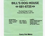 Bill&#39;s Dog House Menu Regency Square Brandon Florida 1980&#39;s - $11.88