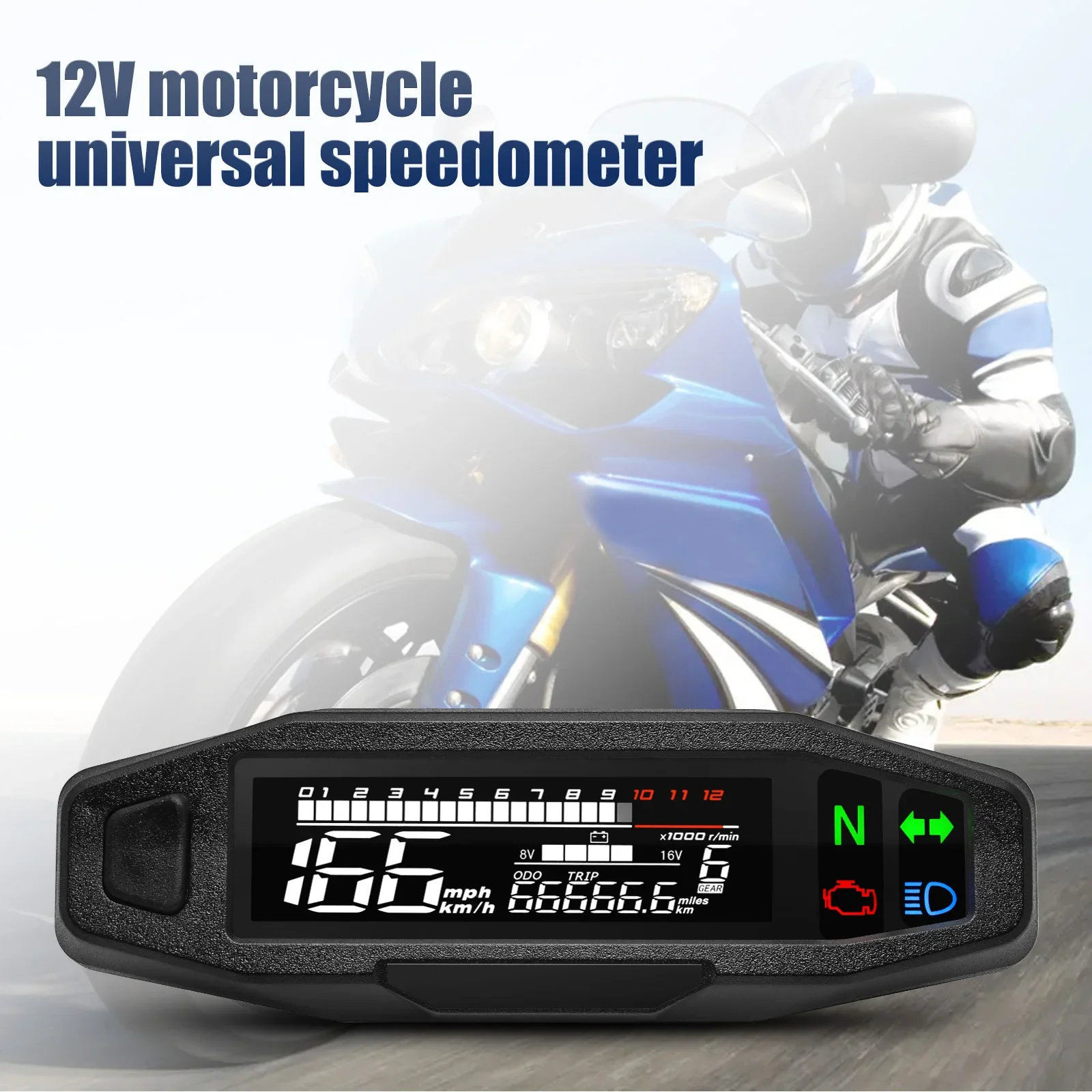 Universal Digital Meters Instrument Moto Speedometer Digital Tachometer Odometer - £13.93 GBP+