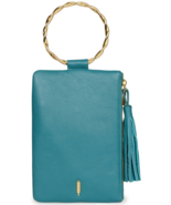 Thacker Nolita Women&#39;s Leather Clutch Bag w/ Twisted Ring Handle Sea Green - $50.34 CAD