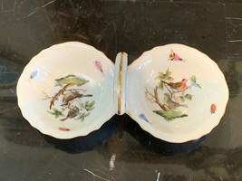 Herend Hungarian Porcelain Rothschild Bird Handled Salt &amp; Pepper Dish #1... - £61.50 GBP