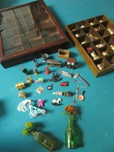 Antique Miniature Toys Lot And 2 Wooden Rack 51 Miniatures - £97.89 GBP
