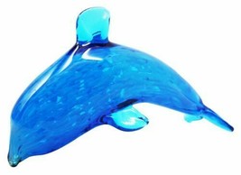 Swimming Blue Crystal Glass Sea Bottlenose Dolphin Decor Collectible Fig... - £11.14 GBP