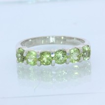 Green Peridot Ladies Handmade Sterling 925 Silver Six Gemstone Ring size 8.25 - £80.17 GBP