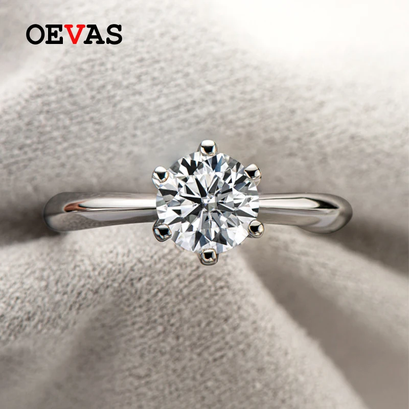  Real 1 Carat D Color Moissanite Wedding Rings For Women Top Quality 18K White   - £53.77 GBP