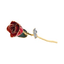 24K Gold Trimmed Lacquered Long Stem Red Rose - £134.60 GBP