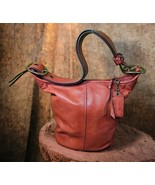 COACH 11422 Bleeker Chili Burnished Leather Duffle Hobo Shoulder Bag Pur... - €173,81 EUR
