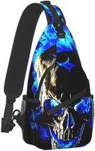 One Size Amrandom Anti-Theft Crossbody Backpack Skull Blue Fire Sling Shoulder - £29.16 GBP