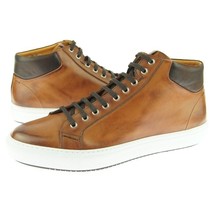 Alex D &quot;Boston&quot; Mid-Top Sneaker, Men&#39;s Casual Leather Shoes, Cognac - £88.61 GBP