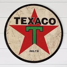 Texaco Red Star Gasoline Oil Vintage Style Novelty 12&quot; Round Metal Sign NEW! - £9.33 GBP