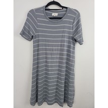 Lou &amp; Grey T Shirt Dress XS Womens Pullover Grey White Striped Crew Neck... - $28.59