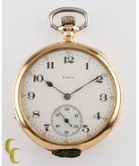 Elgin Ouvert Visage 14K or Jaune Ancien Poche Montre Gr 315 12S 15 Bijou - $1,121.15
