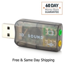 Usb 2.0 To 3D Audio Sound Card Microphone Headset Audio Adapter Card Bla... - $12.99