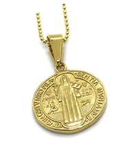 Gold Saint Benedict Protection Medal 18K Chain - $109.62
