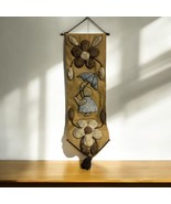 Vtg MCM 60’s 70’s Burlap Carpet Wall Hanging Tapestry Floral Prairie Boh... - $37.61
