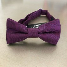 Eggplant Boy Straight Cut PAISLEY PATTERN Pre-tied Bow tie Kids Wedding Party - £8.51 GBP