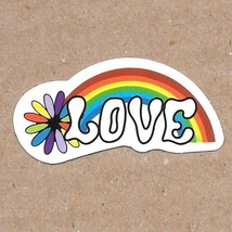 Love Rainbow - Vinyl Sticker 1&quot; x 1.75&quot; Flower Waterproof Durable Sunproof - £1.55 GBP
