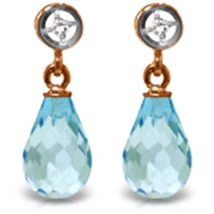 Galaxy Gold GG 14k Rose Gold Earrings with Diamonds and Blue Topaz - £278.96 GBP+