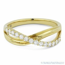 0.30ct Round Cut Diamond Right-Hand Overlap Loop Fashion Ring in 14k Yellow Gold - £706.22 GBP