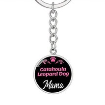 Dog Mom Keyring Catahoula Leopard Dog Mama Circle Keychain Stainless Steel Or 18 - £27.88 GBP