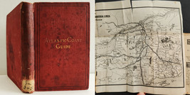 1873 antique NEW ENGLAND NEW YORK ATLANTIC COAST GUIDE w RAILROAD MAP tr... - £98.88 GBP