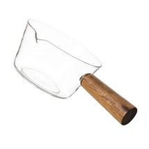 Noodle Pot Clear Glass Pot Milk Pan With Wooden Handle Borosilicate Glass Nonsti - £35.43 GBP