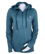 Adidas Thumbhole 1/2 Zip Jacket Womens M Teal Hooded Trans Climawarm Pul... - €15,65 EUR