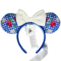 NWT Disney Parks Gingham Cottage Flower Checkered Minnie Mouse Ears Headband - £18.28 GBP