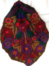 Embroidered Fabric Panel 14 x 10 in. Floral Pink Purple Teal Blue Lucky ... - $407.66 MXN