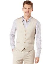 Perry Ellis Mens Texture Vest - Natural Linen, Size Small - $32.08