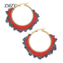 ZMZY Big Circle Drop Boho Geometric MIYUKI Earrings for Women Girls Wedding Gift - £11.06 GBP