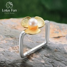 Real 925 Sterling Silver Natural Pearl Handmade Fine Jewelry Square Ring Fresh C - £24.57 GBP
