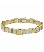 8&quot; Mens Lab Created Diamond Statement Link Bracelet 10K Yellow Gold Fn R... - £266.42 GBP