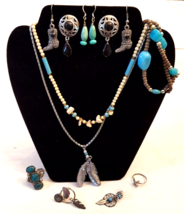 Southwestern Style JEWELRY Bracelet Ring Bead Necklace Earrings LOT of 14 - £23.69 GBP