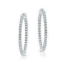 2.50 CT Rond Zircone 4-Prong Ensemble Boucle Earrings IN 14K Plaqué or Blanc - £161.40 GBP