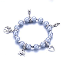Fashion сharm elastic silver pearl bracelet heart Eiffel Tower elephant DLBC02S - £7.20 GBP