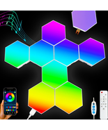 Light Panels Cool RGB LED Hexagon Wall Light Panels  with App &amp; Remote C... - £43.09 GBP