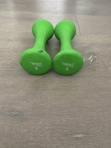 Used 2 x 3lb Pair of Green Tone Fitness Neoprene Dumbbells Hand Weights (6lbs) - £12.06 GBP