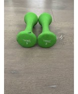 Used 2 x 3lb Pair of Green Tone Fitness Neoprene Dumbbells Hand Weights ... - £11.86 GBP