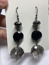Dangle Onyx Crystal Silver Tone Beads Earrings - $181.70 MXN