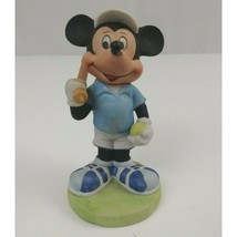 Vintage Disney Mickey Mouse Playing Tennis Porcelain Ceramic Figurine Korea - $9.89