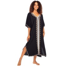 Womens Beach Cover Up Maxi Embroidered Dress, Long Beach Caftan Poncho For Swims - £58.52 GBP